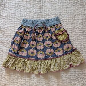 Matilda Jane Blue and Green Floral Skirt with Ruffle